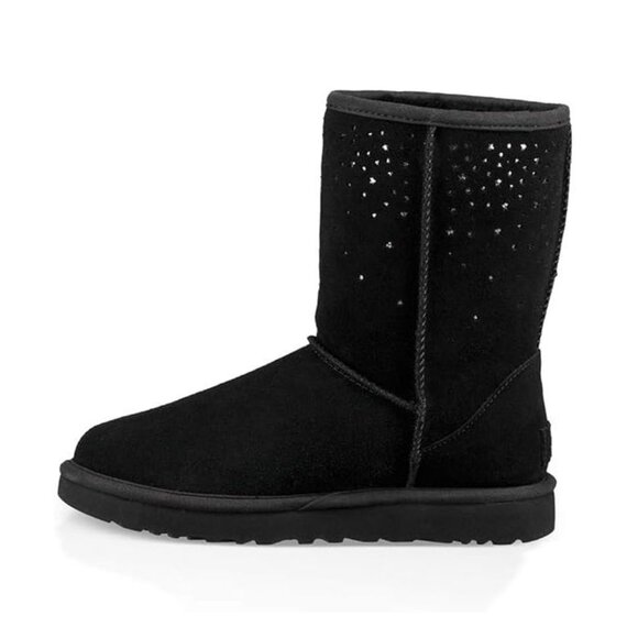NEW UGG Women Classic Short Stargirl Black Mid Calf Sheepskin Boot - Picture 2 of 7